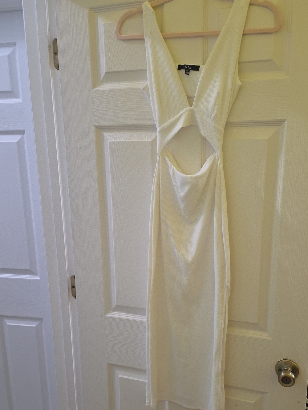 Lulu's Ivory Ribbed Backless Cutout Dress